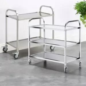 트롤리 서빙카트 운반카 이동식 스텐 3단 트레이 선반 병원 배식카 왜건 우드 대형 소형