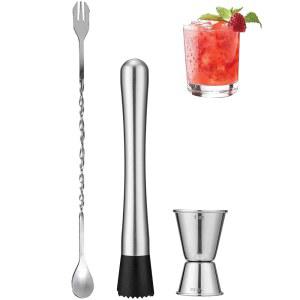 골델리스 프로페셔널 바 도구 세트, 10인치 스테인리스 스틸 머들러, 믹싱 스푼, 홈 바텐더용 칵테일용 계량 지거, 모히토스, 마가리타 및 과일 기반 음료