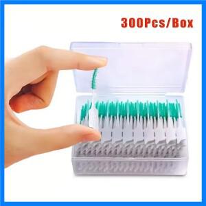 300개/박스 치간 칫솔 부드러운 고무 치아 청소 도구 치아 사이 청소 칫솔 구강 위생 관리 도구