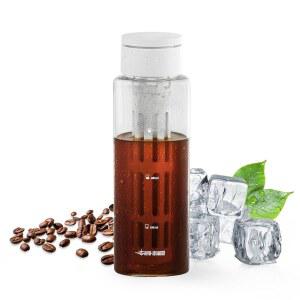 MHW-3BOMBER 콜드 브루 커피 메이커 아이스 티 피처 - 필터가 포함된 20온스 휴대용 브루잉 컵 재사용 가능한 트리탄 소재 병, 공간 절약 디자인, 화이트 CE6136-OS