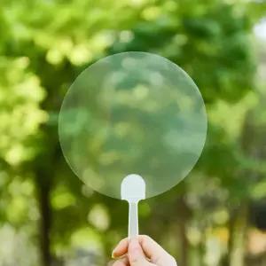 휴대용 미니 무지 DIY 부채 만들기 여름 원형 투명 자유형 플라스틱