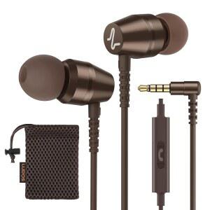 [미국배송] 루도스 옴니톤 유선 이어버드 인이어 헤드폰 5년 보증 마이크 포함 이어폰 3.5MM 잭 코드 이어버드 아이폰호환 삼성호환 노트북 학교 학생용 회의 - 브라운