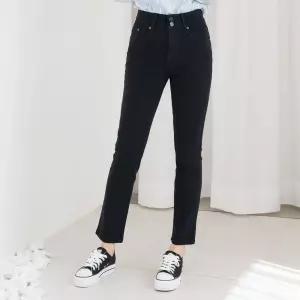 바지 여자투버튼슬림일자스판면 데님 청 여성하의