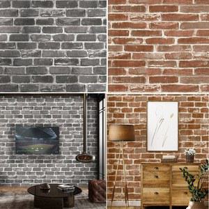 자기 접착 PVC 복고풍 향수 모조 벽돌 질감 갈색 붉은 벽지 홈 비닐 필름 장식