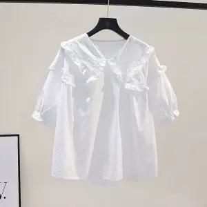 XL4XL 빅사이즈 레이스 썸머 우아한 쉬폰 비즈블라우스 비즈