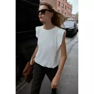 자라 ZARA 티셔츠 숄더 패드 민소매 셔츠 - 스크래치 화이트