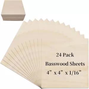 24 PCS 배스우드 합판 미완성 목공예품 4 X 1 /16 인치 DIY 장식 모형 조각 목재 건축 모델 및 페인팅에