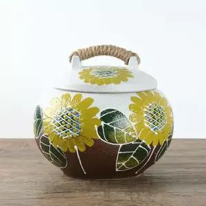 호박분청 투톤해바라기 4~5kg 잡곡단지 소금항아리