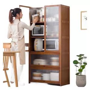 빈티지그릇장 장식장 80x42x106cm 팬트리 브라운 원목 주방 수납장 3문