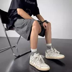 솔저스2 남자 배기핏 바지 아이스 실크 빠른 건조 반 쿨 여름 빈티지 하이 스트리트 슬랙스 5부팬츠 OPH5