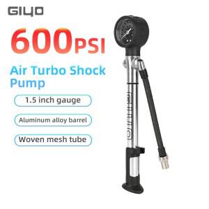 Giyo 고압 자전거 에어 터보 쇼크 펌프 MTB 포크 리어 서스펜션용 1.5 인치 게이지 및  메쉬 튜브 포함 600