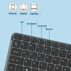 TTUSTOL 블루투스 무선 접이식 키보드(터치패드 가죽 커버 브래킷 포함) 태블릿 iPad에 적합한 64키