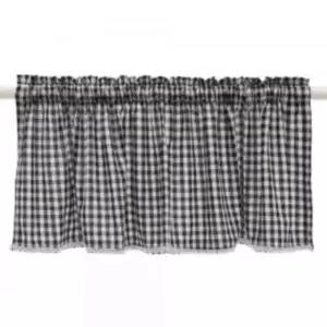 NWFKET8A 창문가리개 가림천 학교 관공서 106x45 체크커튼 바란스커튼 검정