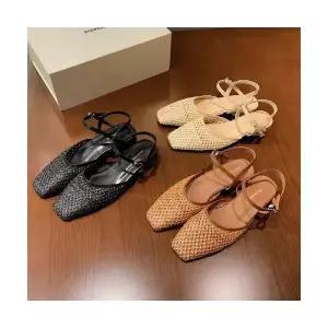 스파이더맨 여성 양가죽 슬림핏 빈티지 펀칭 펌프스 굽 샌들 OPH5