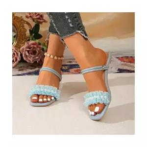 스파이더맨 여성 슬리퍼 여름 빅사이즈 오픈토 진주 프릴 투웨이 샌들 OPH5