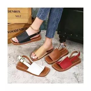 스파이더맨 여성 여름 플랫 토오픈 메탈 버클장식 빅사이즈 비치 샌들 OPH5