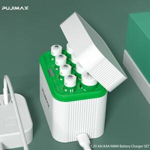 PUJIMAX LED 디스플레이 AAAAA 배터리 충전기 NI-MH NI-CD 용 8 슬롯 aa 1.2V 충전식 표시기