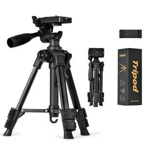 [미국배송] 카메라용 소형 삼각대 프로젝터용 미니 휴대폰 DSLR 레이저 레벨 휴대용 조절 가능한 11-25인치 높이 5파운드 용량 360회전 가방 및 휴대폰 홀더 포함