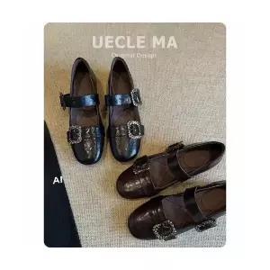 스파이더맨 여성 진가죽 슬림핏 단화 오피스룩 발레화 소프트 슬립온 일자 스트랩 메리제인 슈즈 OPH5