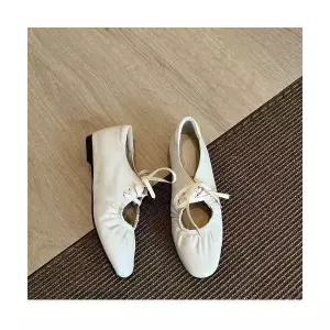 스파이더맨 여성 양가죽 셔링 스트랩 플랫 단화 소프트 메리제인 슈즈 OPH5