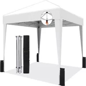 SANWAY 10x10 팝업 캐노피 텐트 원버튼 야외 즉석 보호 가능 이벤트 캠핑 파티 공급업체 비치 - 흰색
