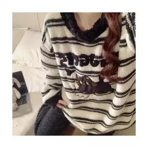 팽블몰 커플 잠옷세트 겨울 반폴라 라운드 긴팔 긴바지 세트 파자마 HO4