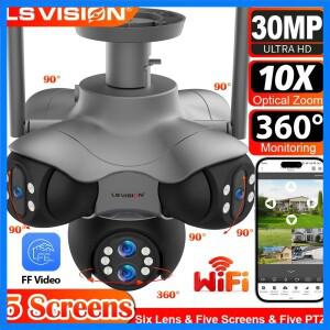 LS VISION 30MP WiFi 보안 카메라 10배 광학 줌 다중 화면 IP 카메라 PTZ 실외 감시 카메라 자동 추적 CCTV