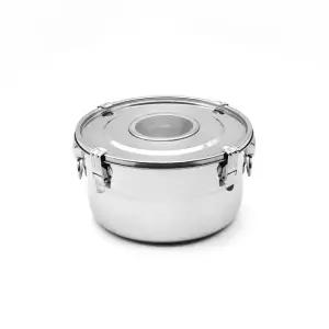 국내산 스텐 원형 김치통 반찬통 4호 밀폐용기 찬기 국통 냉동밥용기 도시락통