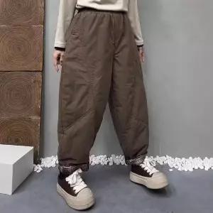 여성패션 겨울 바지 면 아우터 따뜻한 배기 안감 체크 캐주얼 DL4