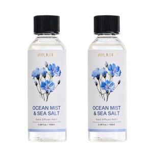 에어킵 리드 디퓨저 오일 리필 / 오션 미스트 & 씨 솔트 / 3.38온스(100ml) / 2팩 / 리드 디퓨저 홈 향수용 향료 리필, 욕실 사무실 홈 데코