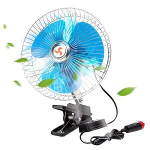 진동 자동차 선풍기 안전 조정 강력한 가드 24V 회전 가능한 여름 전기 휴대용 금속 12 쿨러 미니