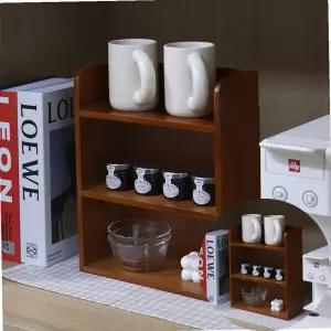 빈티지 우드 미니 선반 3단 원목 협탁 다용도 정리 수납장 데스크 테이블 상판 위 인테리어