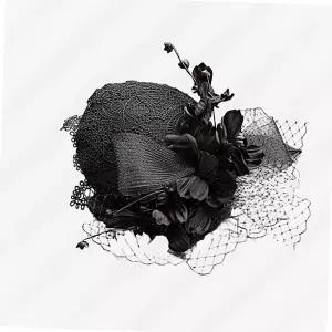 개화기모자 블랙 망사 드레스 모자 머리 직경 헤어핀 검은 장식 여성 개화기 레이스 코디