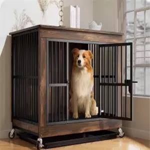 대형 견집 강아지 하우스 애견 케이지 원목 사육장 야외 반려견 쿠션 사계절 실내 울타리