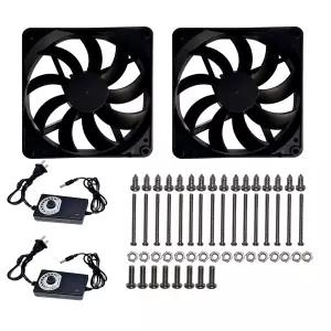 110V-240V AC 플러그 전원 어댑터가 장착된 Axonite 2 팩 140mm×25mm DIY 가변 속도 냉각 팬 - 빌통 박스