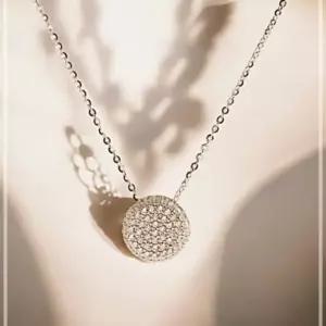 목걸이 백금도금 반짝 써클 큐빅 게더릭 장식보석 실버925 CWFFSHX0