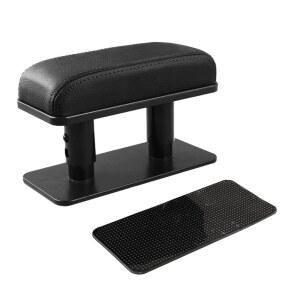 FSTURIOS 자동차 팔걸이 패드, 왼쪽 팔꿈치 지지대 조절 가능한 높이 중앙 팔걸이 패드, 일반 가죽 부스터 베개 익스텐더로 운전자의 팔 피로를 완화, 자동차 액세서리(블랙)