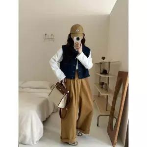 밴널스샵 여성 베스트 데님 조끼 캐주얼 카디건 민소매 칼라 나시 HO3