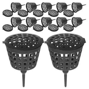 해피야미 100개 비료 바구니 플라스틱 휴대용 난초 메쉬 뚜껑 분재 상자 포함