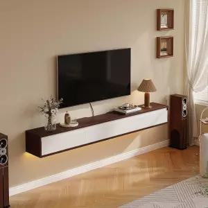 플로아티카사 플로팅 TV 스탠드 고광택 47인치 벽걸이 캐비닛 콘솔 거실 침실용 3도어가 있는 선반