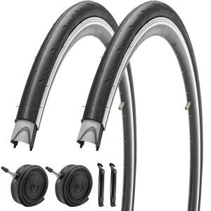 [미국배송] 시메아이치 2팩 700X28C 접이식 로드 바이크 타이어 튜브 2개와 타이어 레버 700C 교체용 비드 레이싱 및 통근 자전거용 펑크 방지 기능 포함