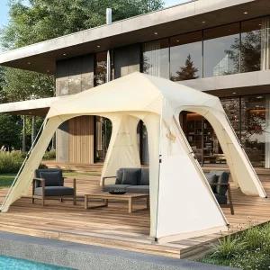 알반토르 12피트 x 팝업 가제보 캐노피 텐트 전천후 및 사계절 사용 4도어 PVC/메쉬/폴리에스터 커튼