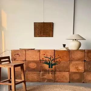 사각 통나무 스툴 카페