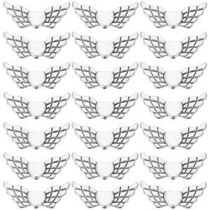 써니클루 120개 날개 비즈 엔젤 비즈 빈티지 합금 앤티크 실버 티베트 요정 날개 느슨한 스페이서 비즈 DIY 귀걸이 목걸이 팔찌 장신구 여성 제작 웨딩 장식 액세서리