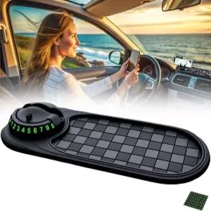 다기능 자동차 미끄럼 방지 매트 임시 주차 번호가 있는 회전식 휴대폰 홀더 선글라스 키 가젯용 범용 대형