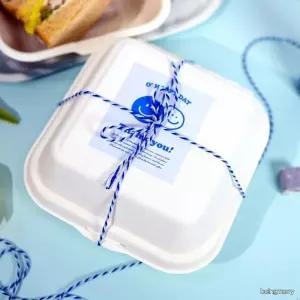 어린이집 답례품 화이트 미니 사각 스마일 선물 상자 끈 스티커 세트 20P 간식 포장