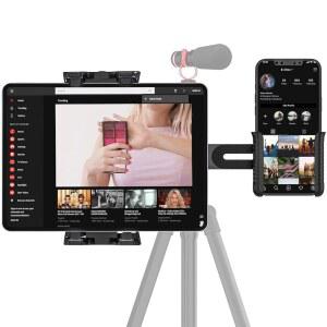 [미국배송] LED 링 라이트 마이크용 볼 헤드 1/4인치 아이패드호환 미니 에어 4.712.9인치 경량 태블릿 및 스마트폰용 클램프 마운트 2개가 장착된 삼각대 어댑터