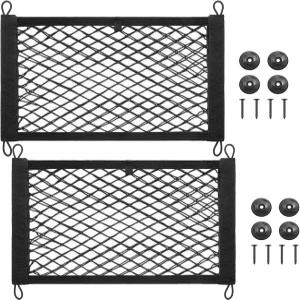 MOODKEY 2PACK 소형 화물망 신축성 포켓 수납 메쉬망 범용 자동차 파우치 8Pc 장착 나사 및 후크 포함