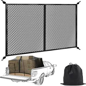 범비 트럭 침대 카고 네트 고탄성 이중층 신축성 최대 7피트 x 소형 메쉬 내구성 저장 정리함 픽업카