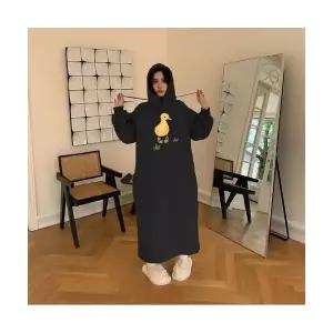 헐크 여성 여친 원피스 플라워 추동 기모 도톰 프린트 맨투맨 롱 오버사이즈 슬림핏 KKE4